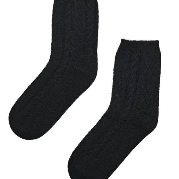 Karen Thomas Cable Knit Cashmere Socks, One size - Picture 1 of 3